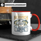 Angler Tasse mit Spruch Sei nicht neidisch | Raubfisch Hecht – Rot [farbe:rot]