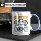 Angler Tasse mit Spruch Sei nicht neidisch | Raubfisch Hecht – Blau [farbe:blau]