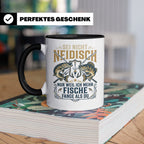 Angler Tasse mit Spruch Sei nicht neidisch | Raubfisch Hecht – Schwarz [farbe:schwarz]