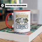 Angler Tasse mit Spruch Sei nicht neidisch | Raubfisch Hecht – Rot [farbe:rot]