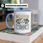 Angler Tasse mit Spruch Sei nicht neidisch | Raubfisch Hecht – Blau [farbe:blau]