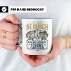 Angler Tasse mit Spruch Sei nicht neidisch | Raubfisch Hecht – Blau [farbe:blau]