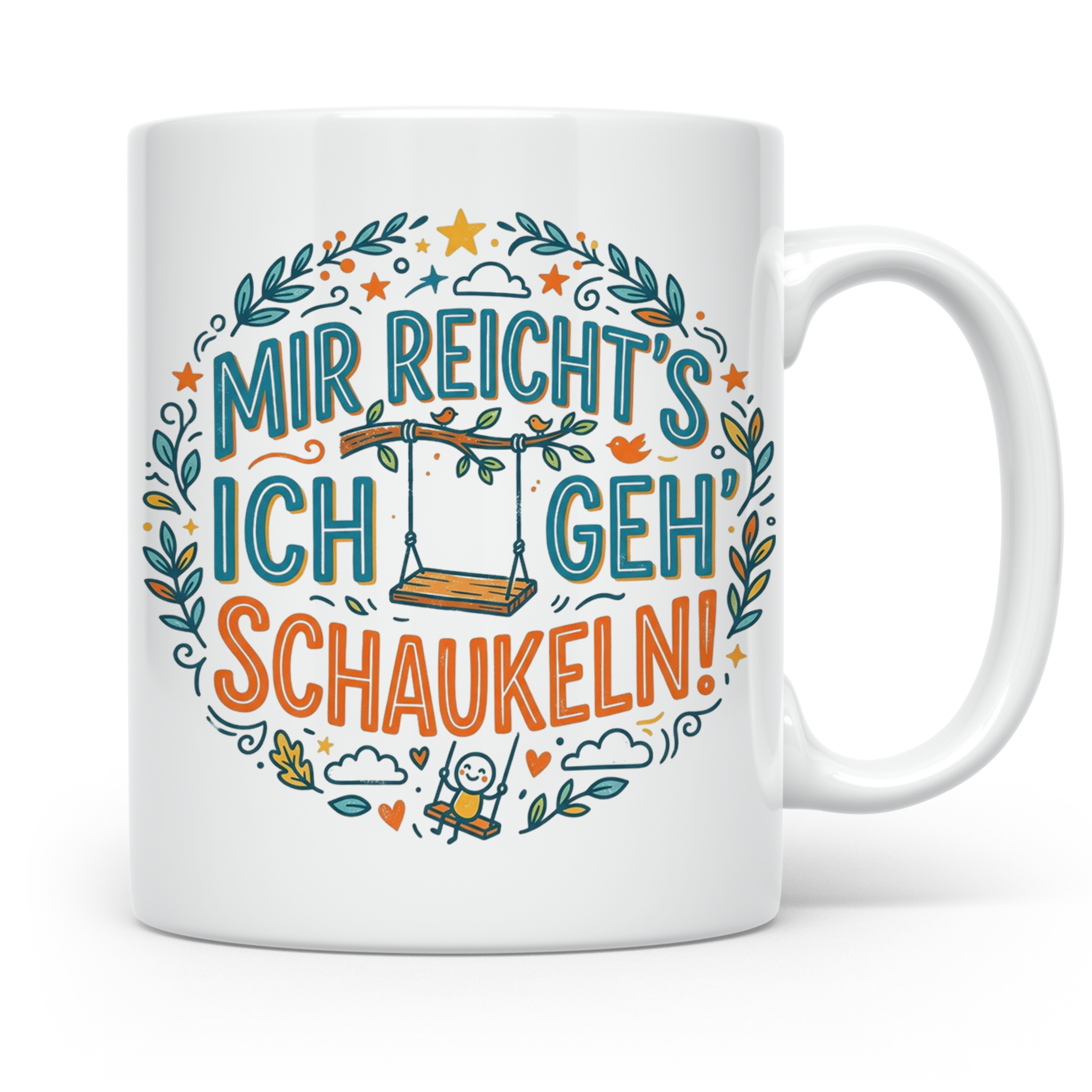 Mir reichts ich geh schaukeln Tasse mit Spruch, lustige Kaff – Weiß [farbe:weiß]