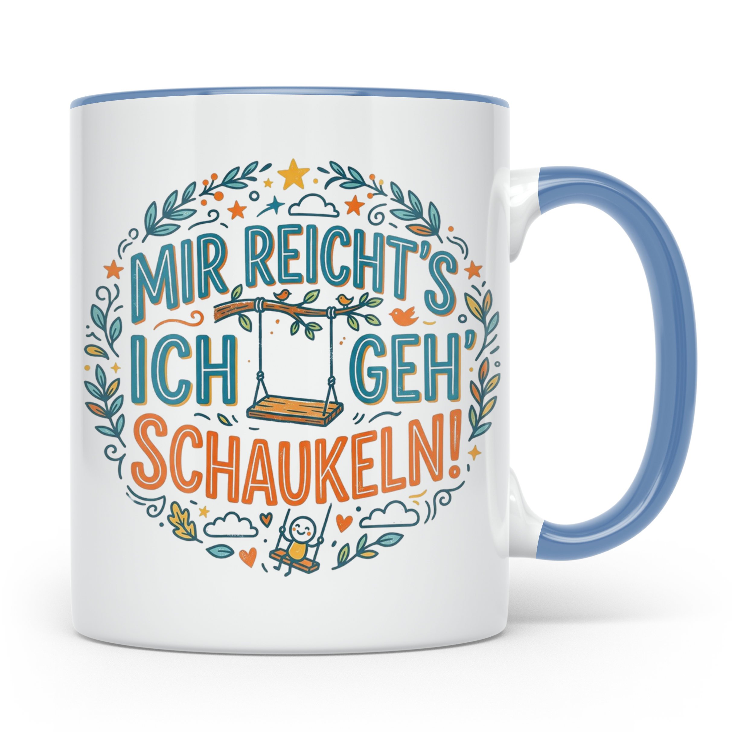 Mir reichts ich geh schaukeln Tasse mit Spruch, lustige Kaff – Blau [farbe:blau]