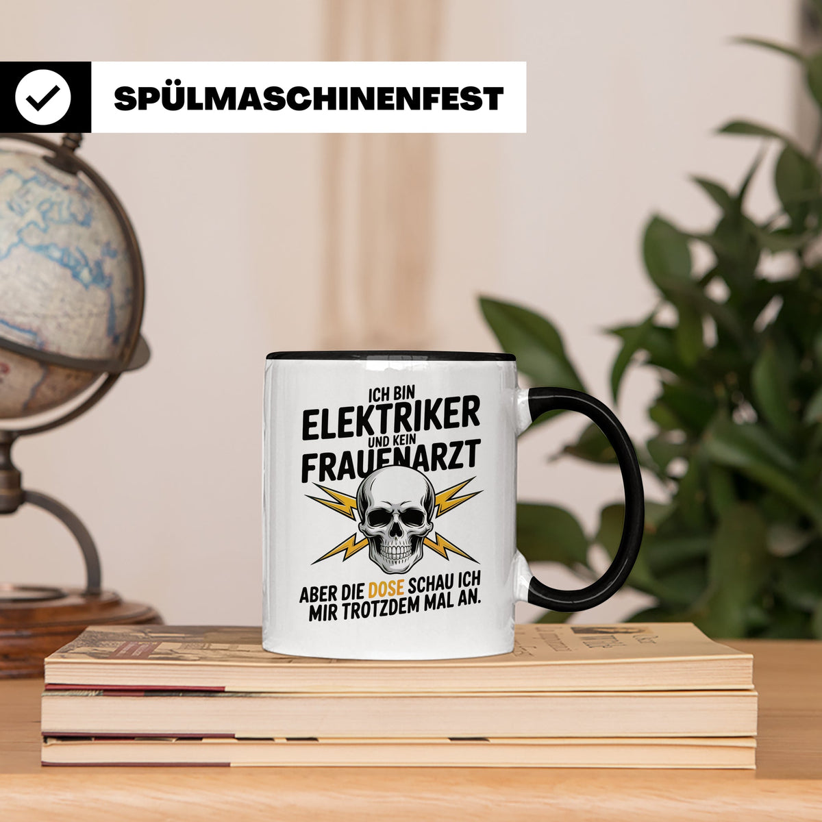 Elektriker Tasse - Ich bin Elektriker & kein Frauenarzt! Geschenkidee für Elektriker-Meister, Gesellen mit Spruch & Totenkopf