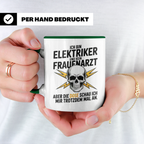 Elektriker Tasse - Ich bin Elektriker & kein Frauenarzt! Geschenkidee für Elektriker-Meister, Gesellen mit Spruch & Totenkopf
