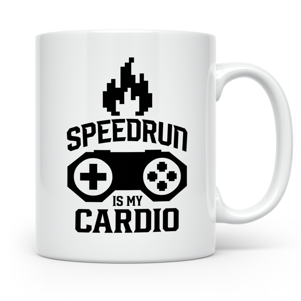 Speedrun Tasse mit Spruch "Speedrun is my Cardio". Lustiges  – Weiß [farbe:weiß]