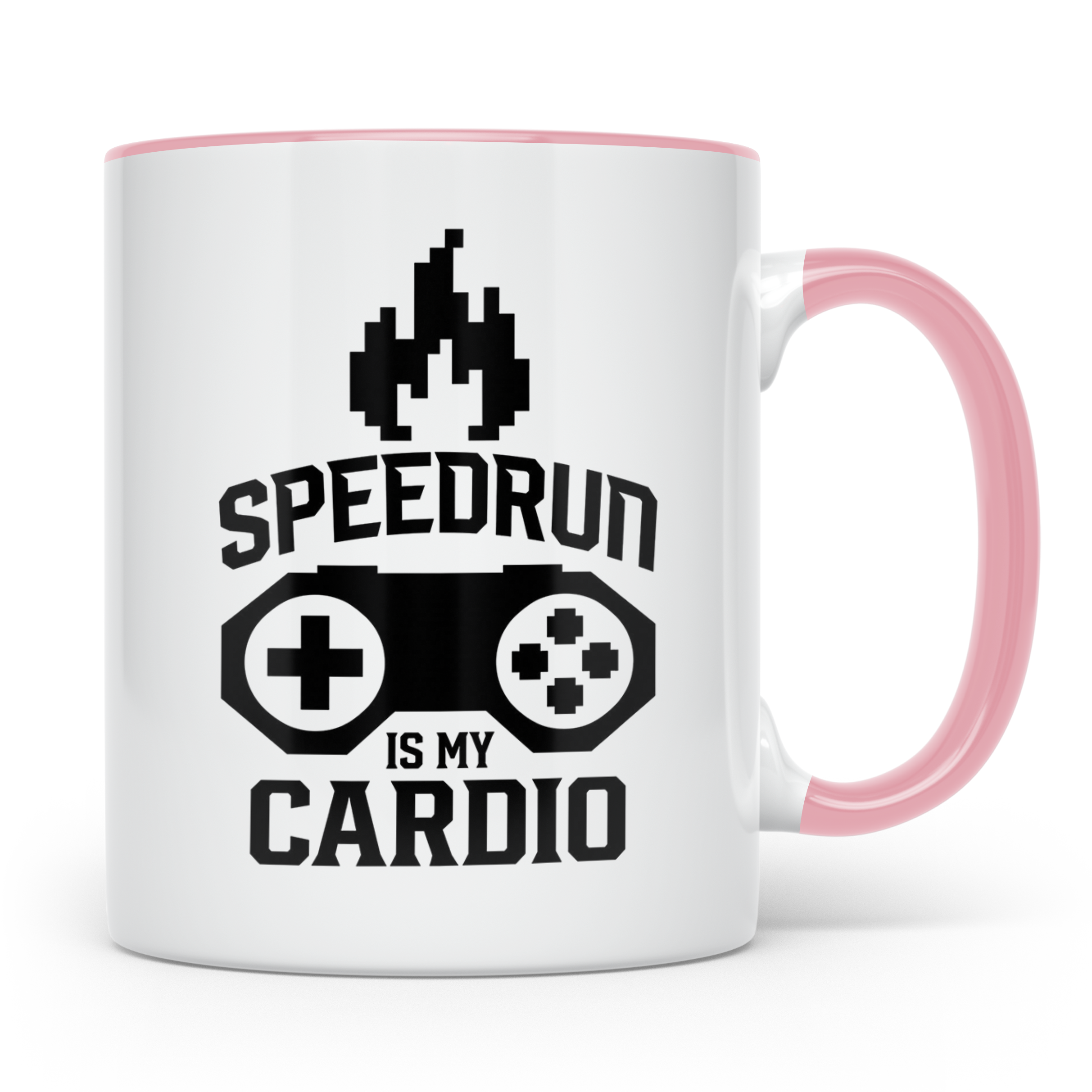 Speedrun Tasse mit Spruch "Speedrun is my Cardio". Lustiges  – Rosa [farbe:rosa]
