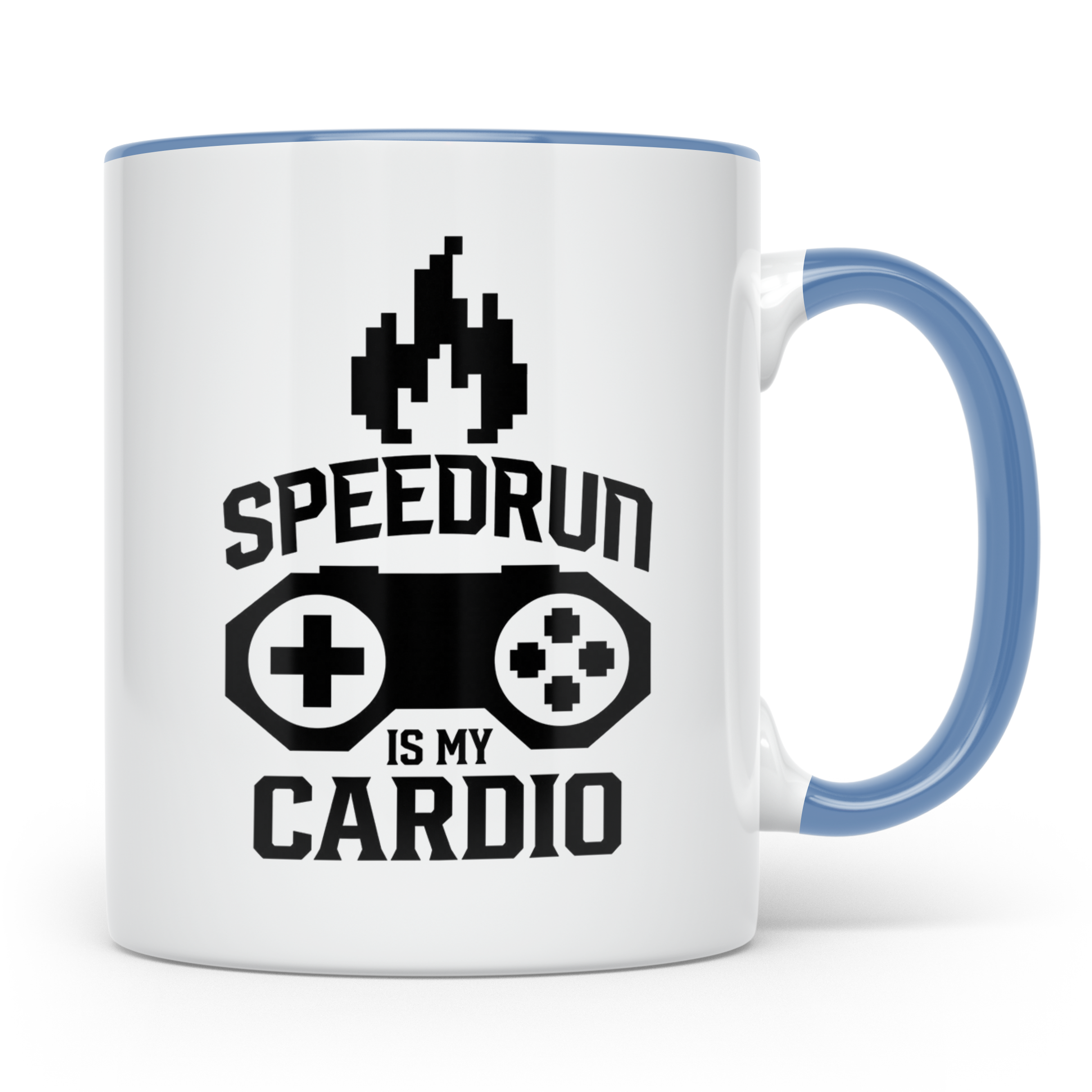 Speedrun Tasse mit Spruch "Speedrun is my Cardio". Lustiges  – Blau [farbe:blau]