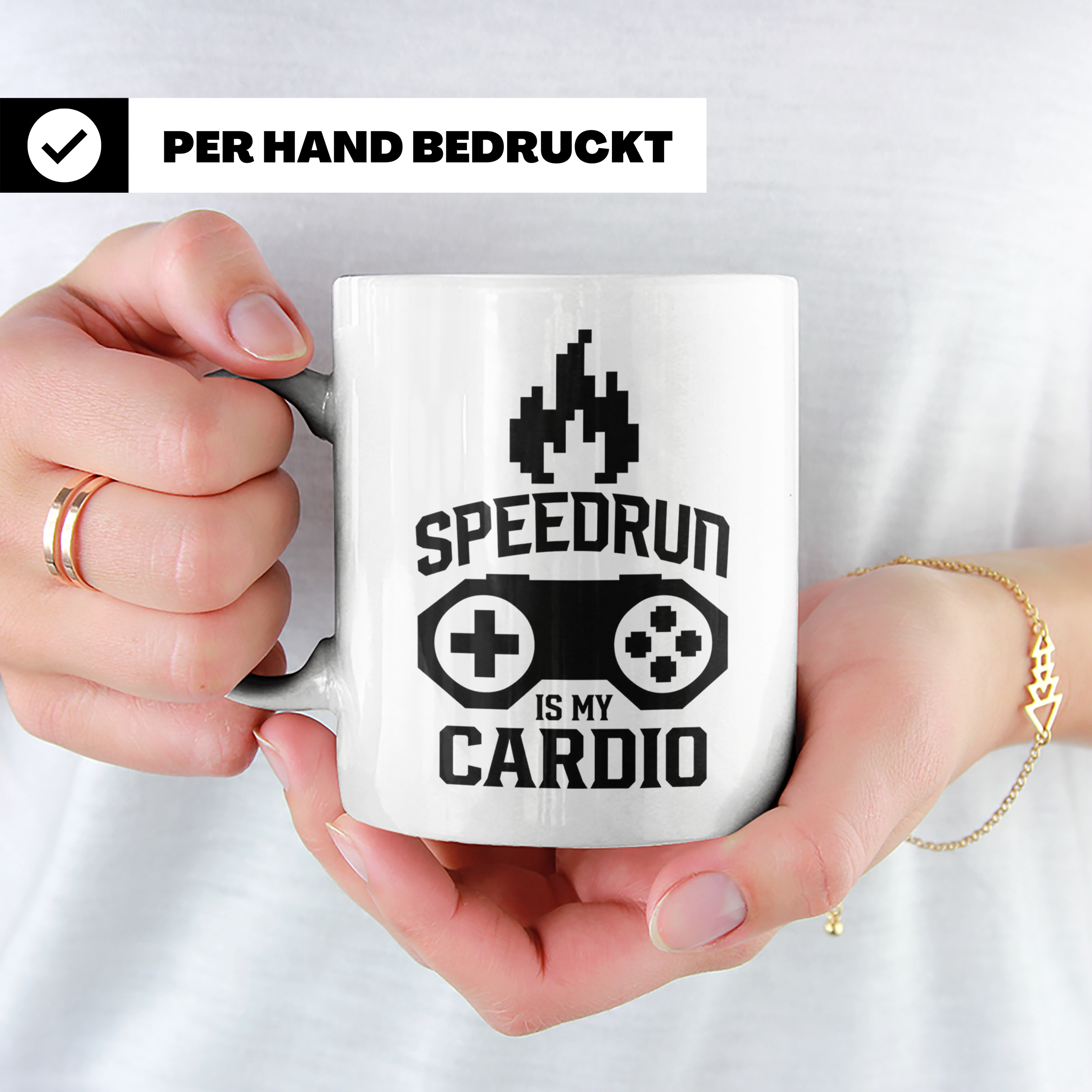 Speedrun Tasse mit Spruch "Speedrun is my Cardio". Lustiges  – Weiß [farbe:weiß]