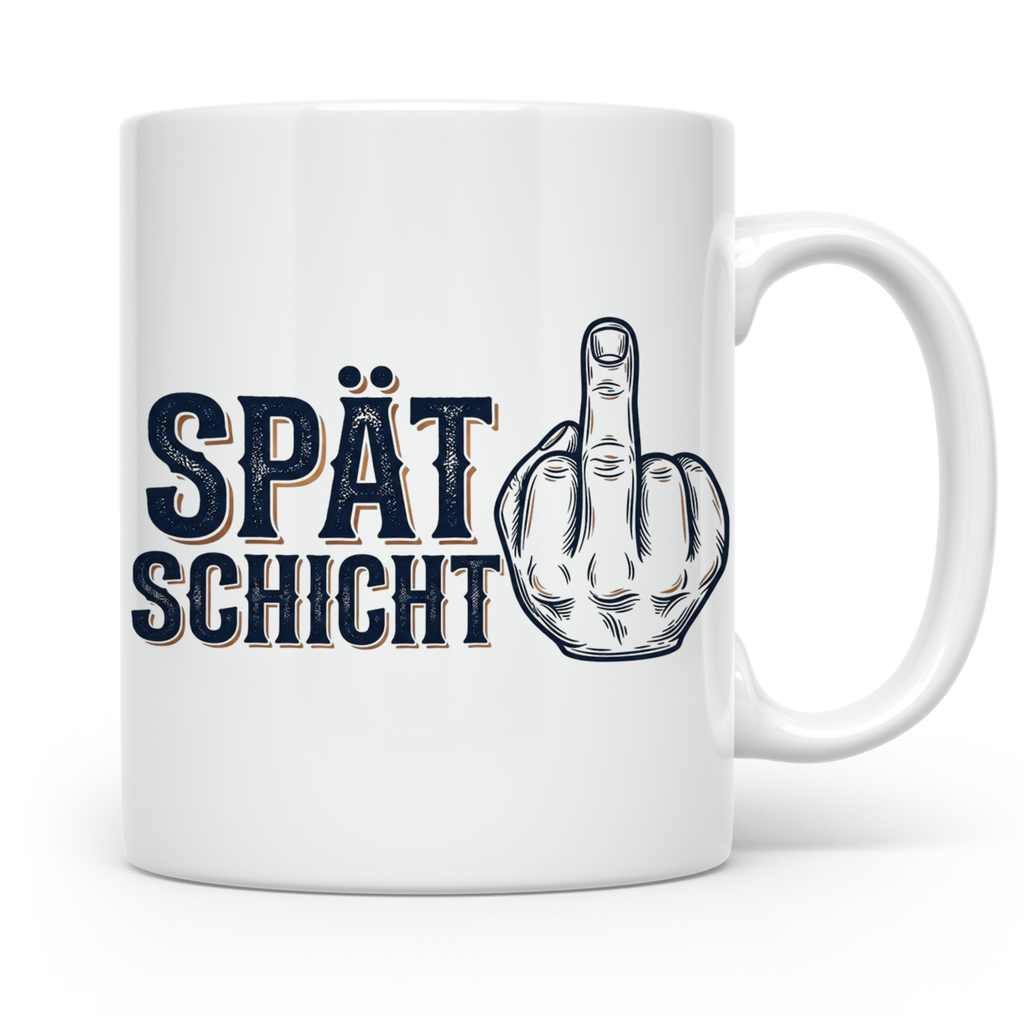 Spätschicht Tasse mit Mittelfinger, lustiger Kaffeebecher fü – Weiß [farbe:weiß]