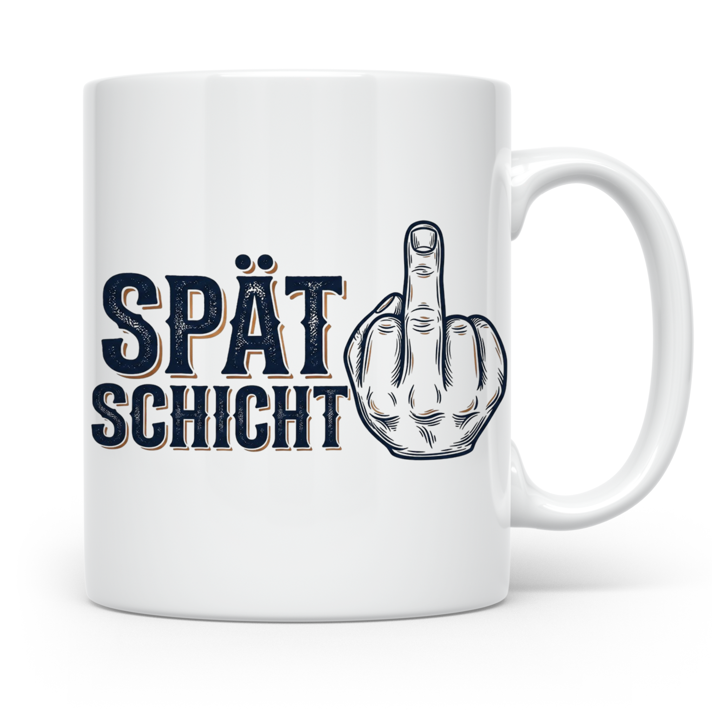 Spätschicht Tasse mit Mittelfinger, lustiger Kaffeebecher fü – Weiß [farbe:weiß]