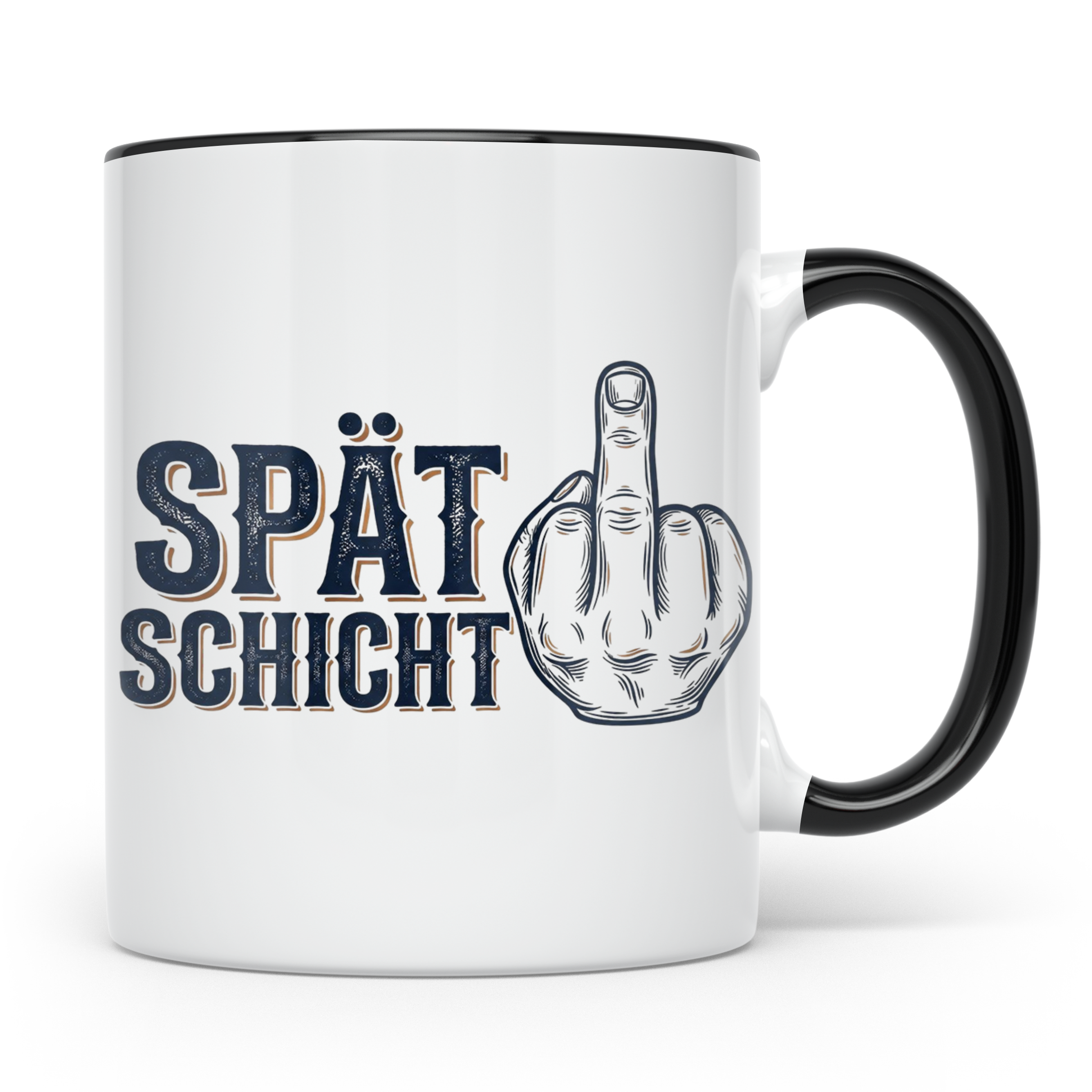 Spätschicht Tasse mit Mittelfinger, lustiger Kaffeebecher fü – Schwarz [farbe:schwarz]
