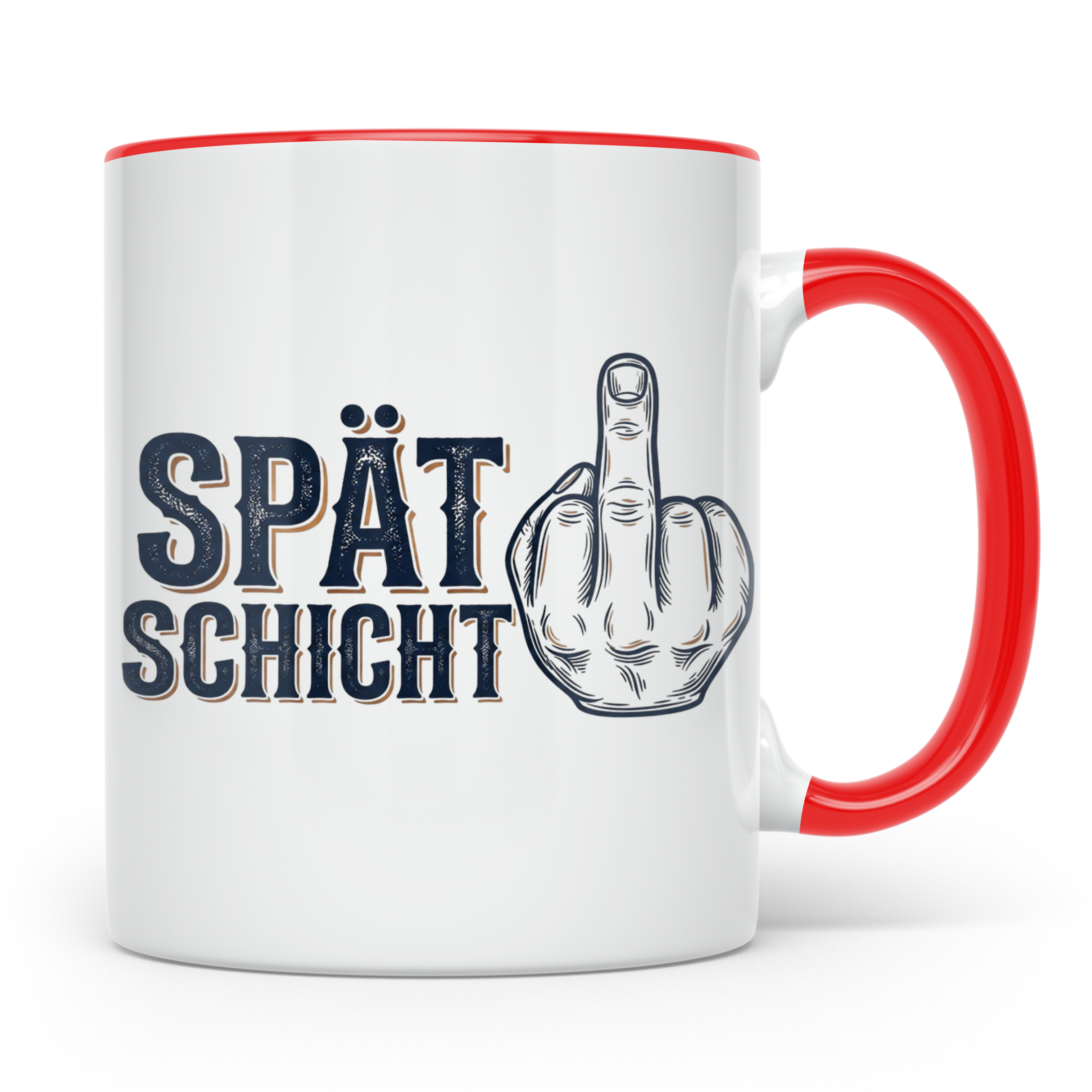 Spätschicht Tasse mit Mittelfinger, lustiger Kaffeebecher fü – Rot [farbe:rot]
