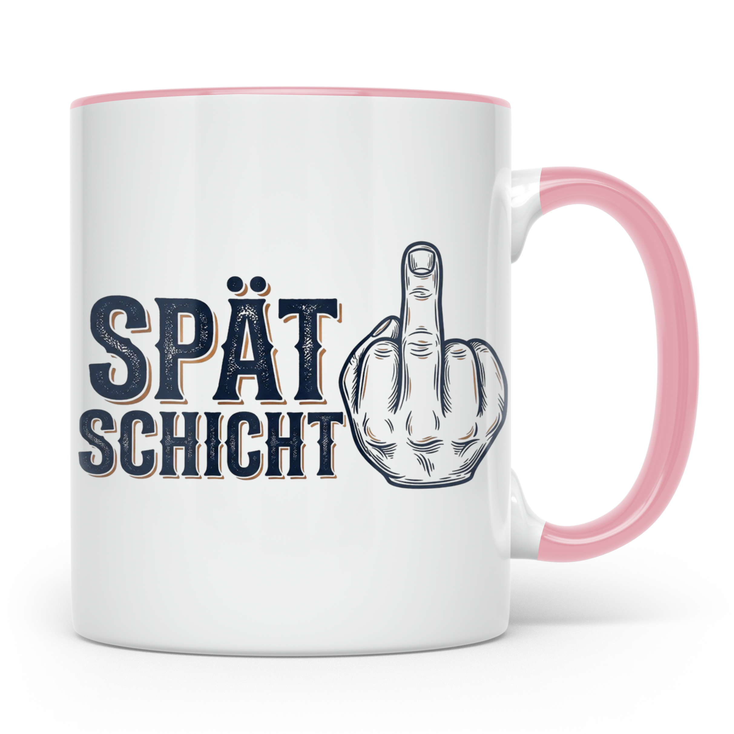 Spätschicht Tasse mit Mittelfinger, lustiger Kaffeebecher fü – Rosa [farbe:rosa]