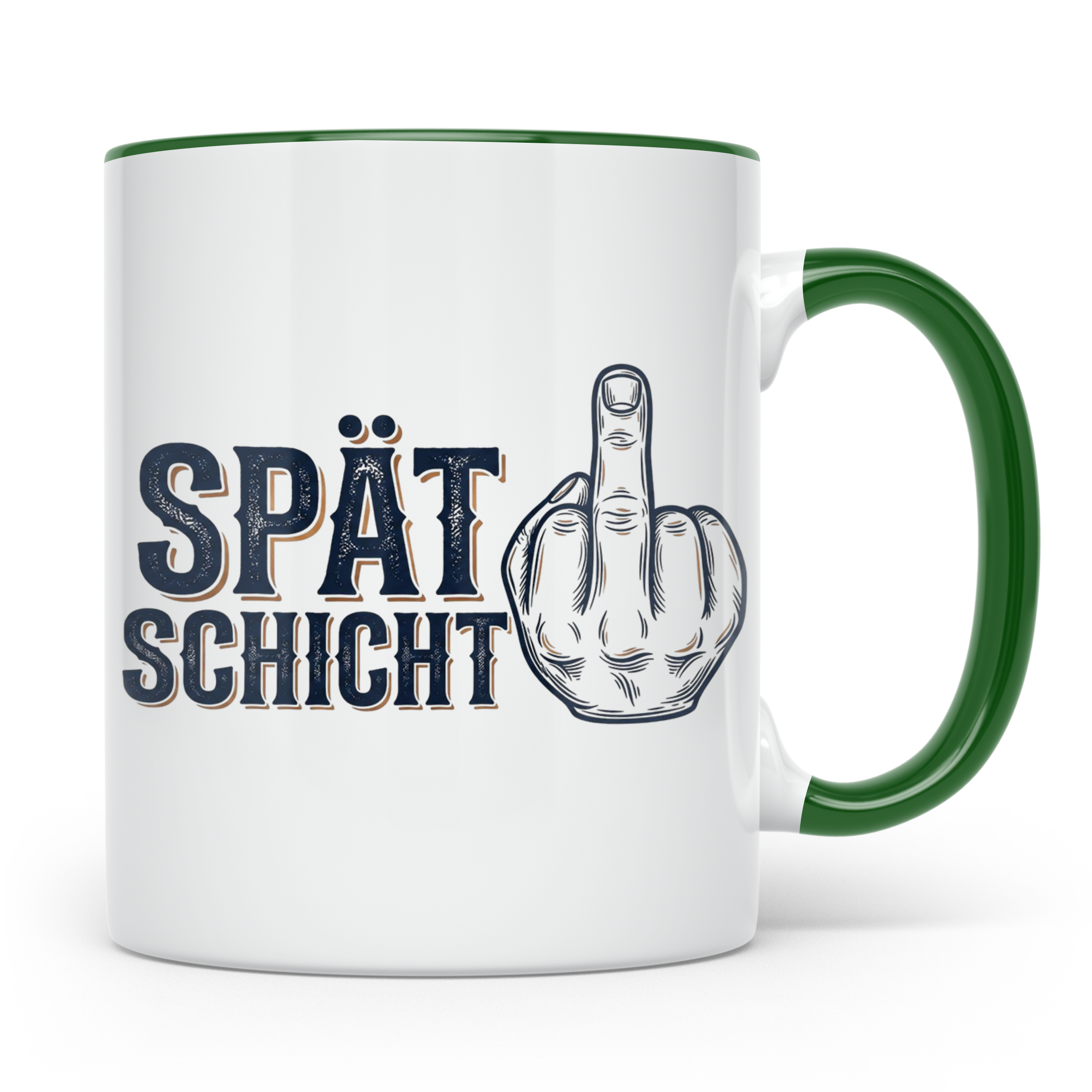 Spätschicht Tasse mit Mittelfinger, lustiger Kaffeebecher fü – Grün [farbe:grün]