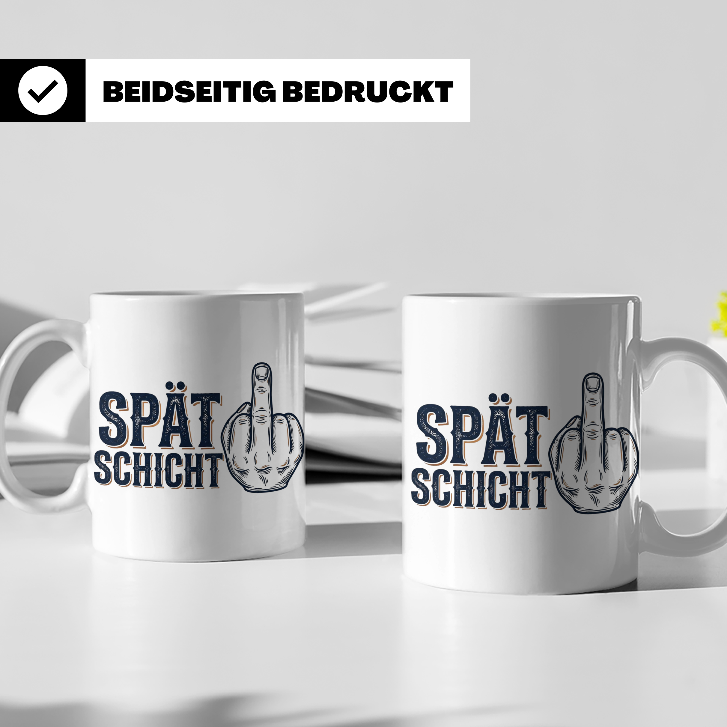 Spätschicht Tasse mit Mittelfinger, lustiger Kaffeebecher fü – Weiß [farbe:weiß]