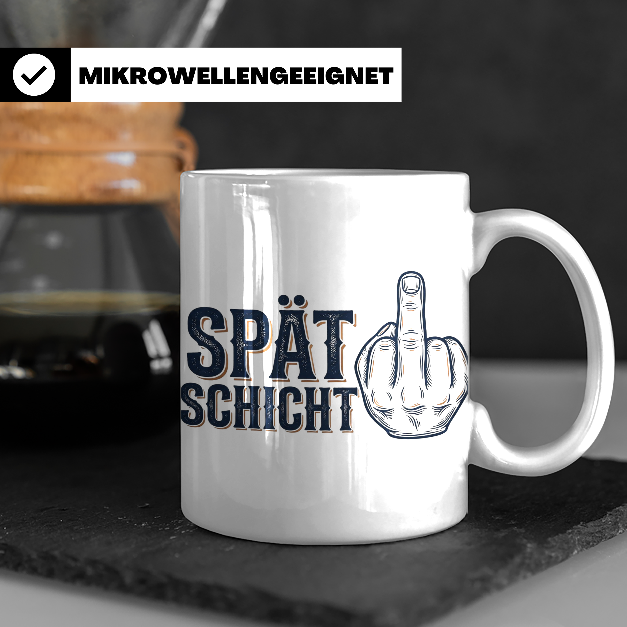 Spätschicht Tasse mit Mittelfinger, lustiger Kaffeebecher fü – Weiß [farbe:weiß]