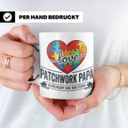 Patchwork Papa Tasse mit Puzzle Herz Spruch Gemeinsam sind w – Weiß [farbe:weiß]