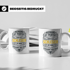 Schlesier Tasse mit Spruch Niemand ist perfekt, Geschenk Hei – Weiß [farbe:weiß]