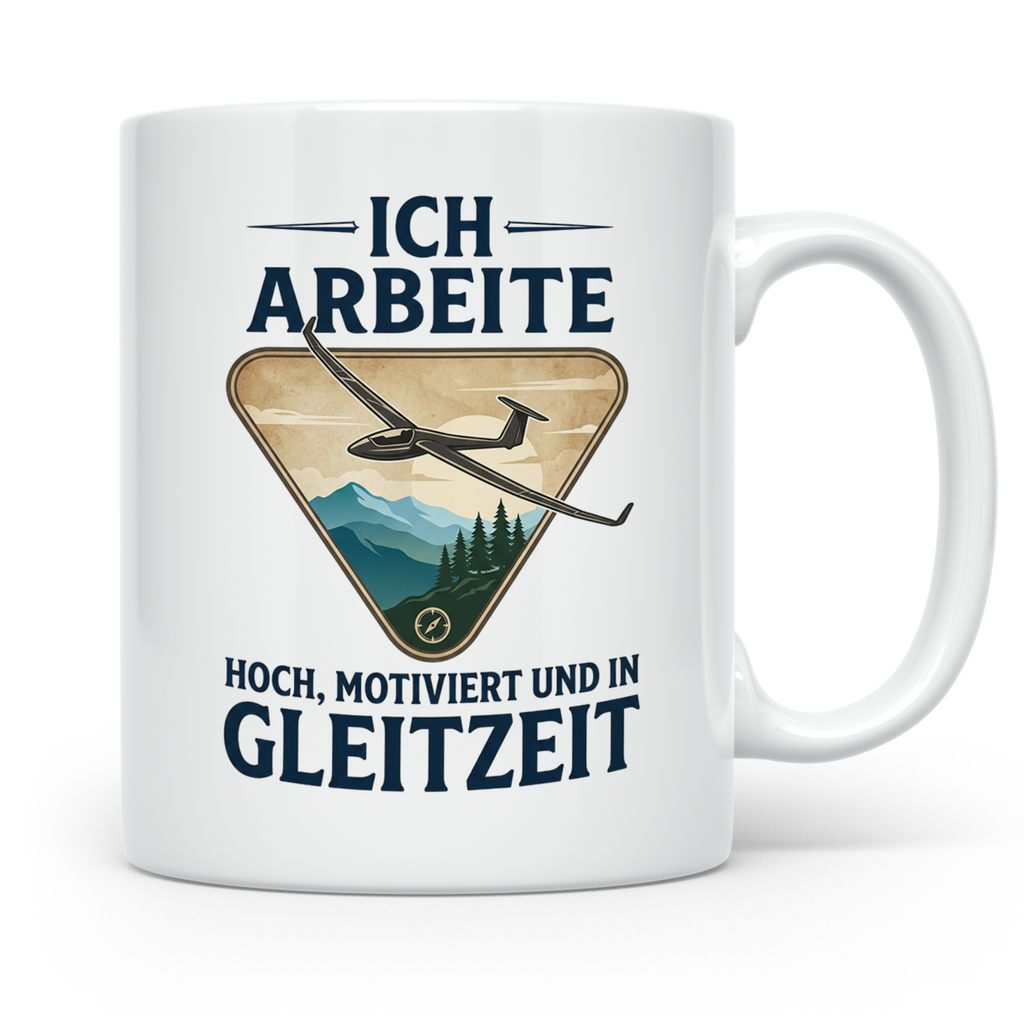 Segelflieger Tasse mit Spruch Gleitzeit | Geschenk für Pilot – Weiß [farbe:weiß]