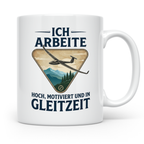 Segelflieger Tasse mit Spruch Gleitzeit | Geschenk für Pilot – Weiß [farbe:weiß]