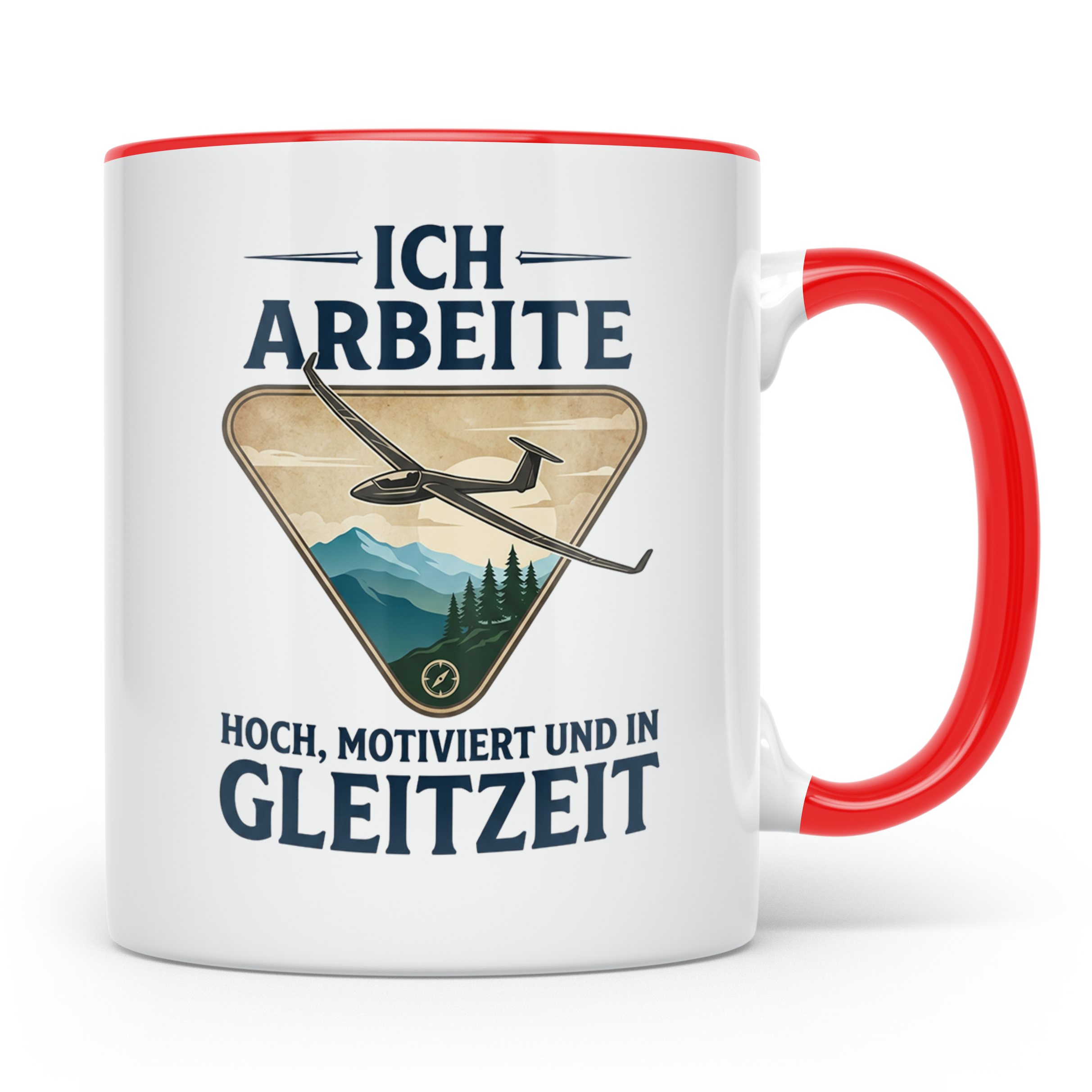 Segelflieger Tasse mit Spruch Gleitzeit | Geschenk für Pilot – Rot [farbe:rot]