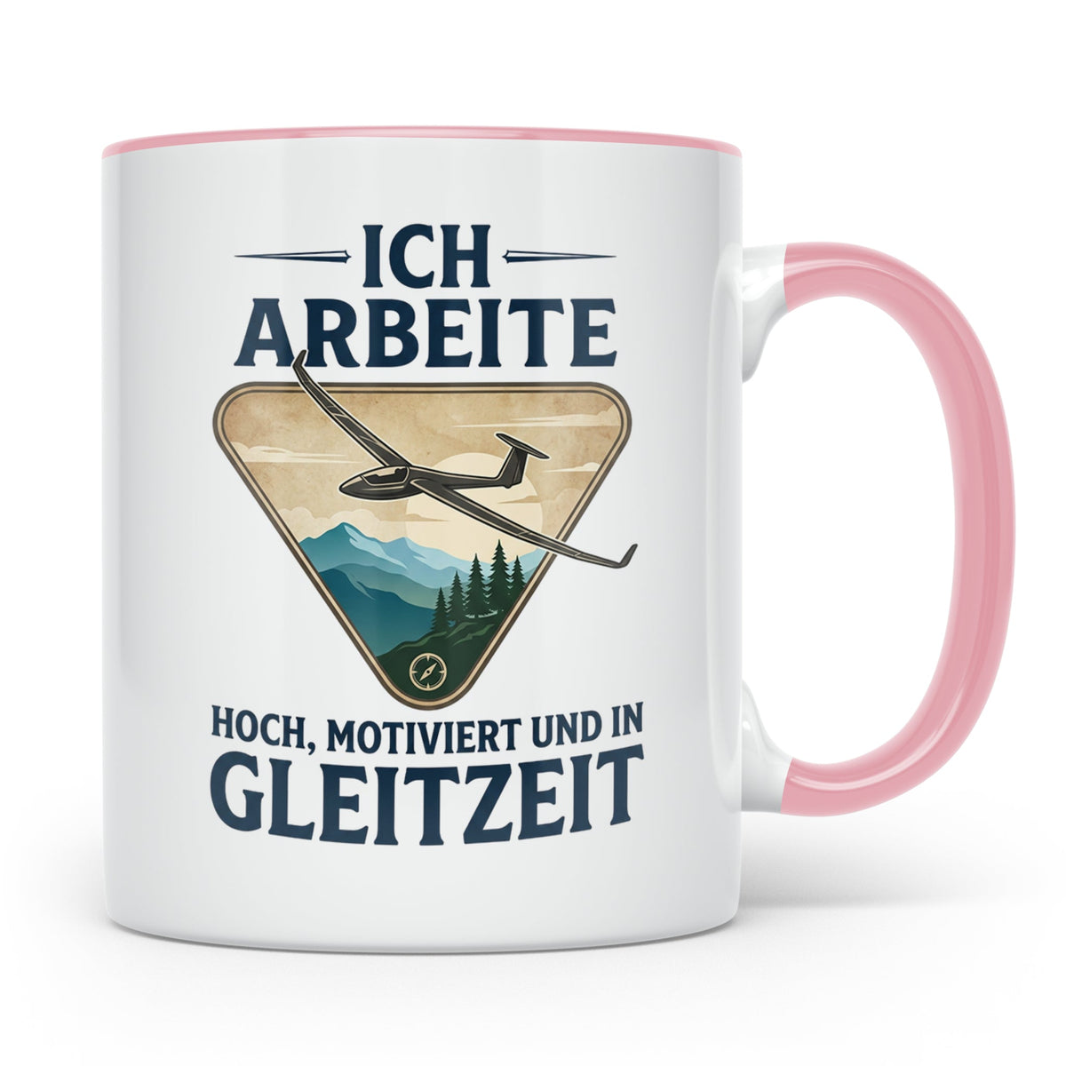 Segelflieger Tasse mit Spruch Gleitzeit | Geschenk für Pilot – Rosa [farbe:rosa]