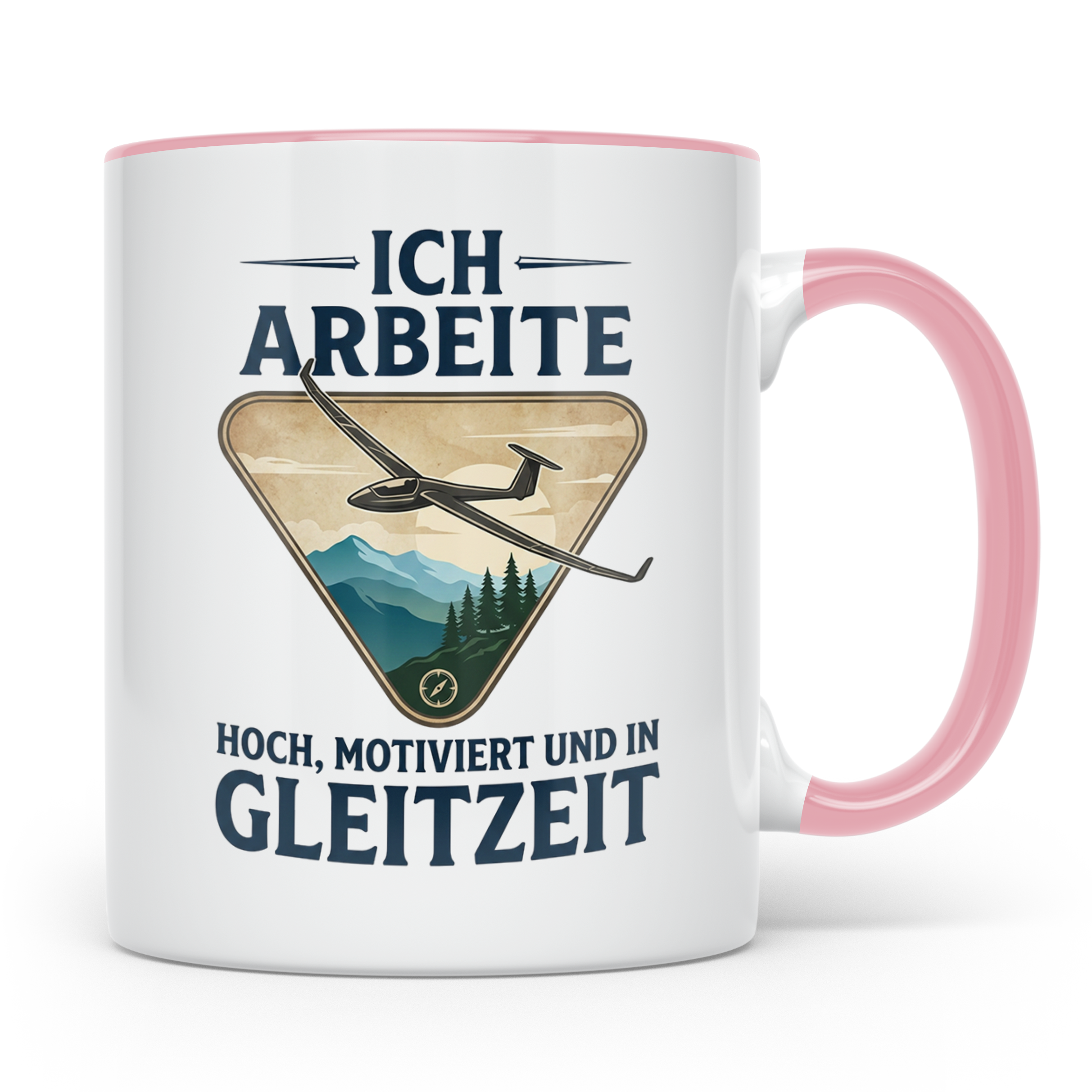 Segelflieger Tasse mit Spruch Gleitzeit | Geschenk für Pilot – Rosa [farbe:rosa]