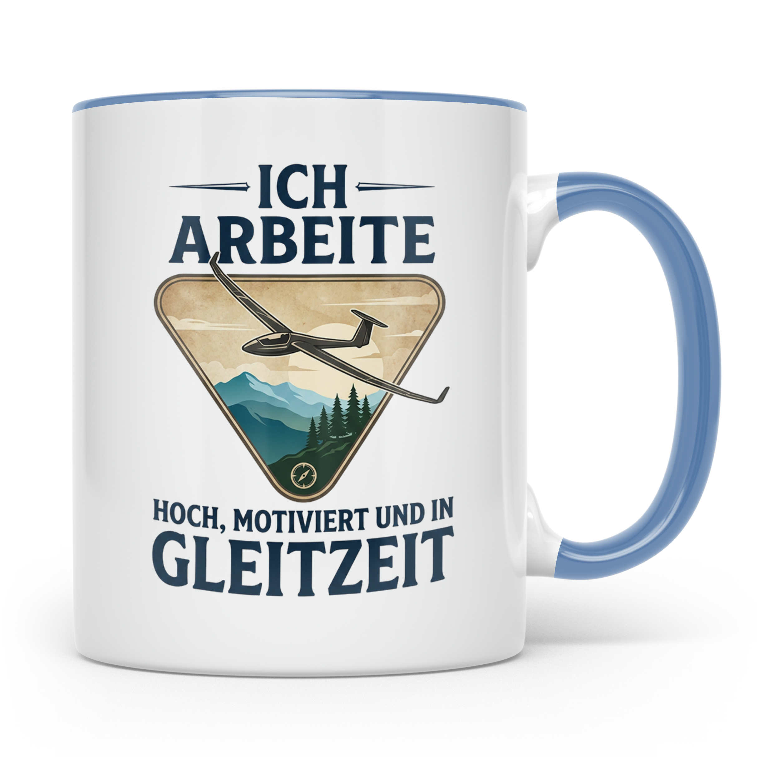 Segelflieger Tasse mit Spruch Gleitzeit | Geschenk für Pilot – Blau [farbe:blau]