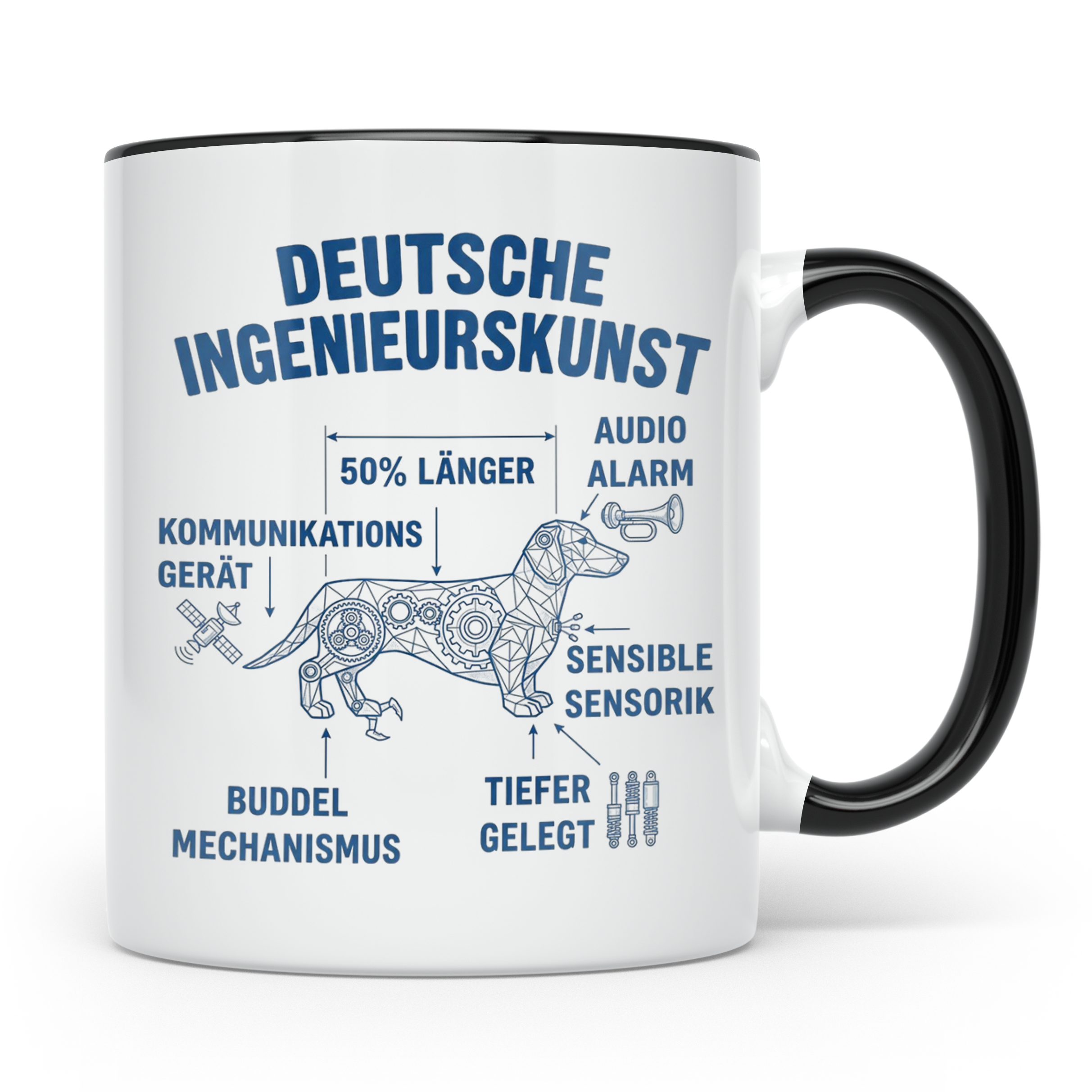 Dackel Tasse Deutsche Ingenieurskunst, lustiger Teckel Kaffe – Schwarz [farbe:schwarz]