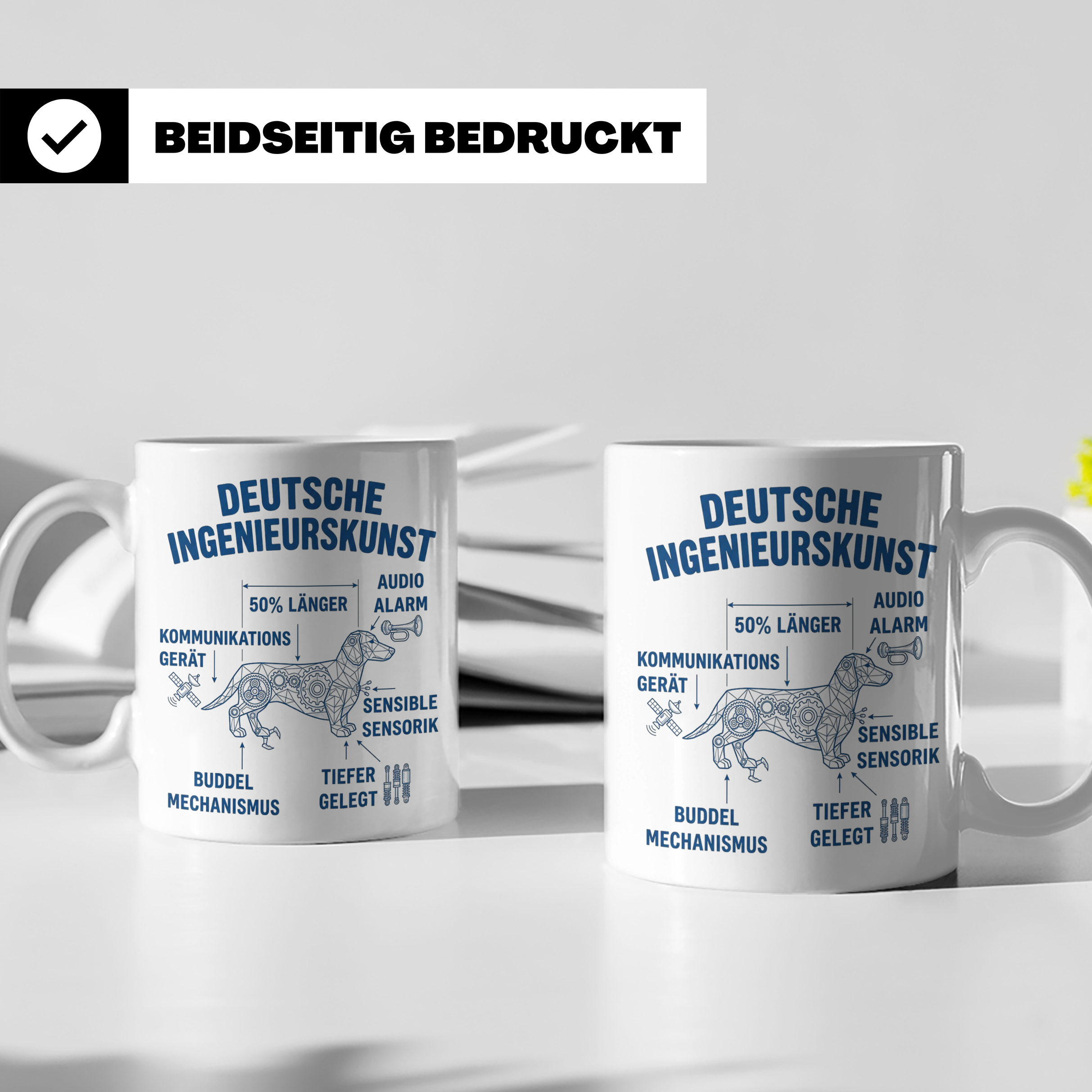 Dackel Tasse Deutsche Ingenieurskunst, lustiger Teckel Kaffe – Weiß [farbe:weiß]