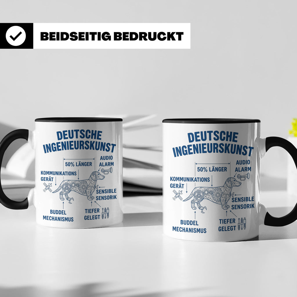 Dackel Tasse Deutsche Ingenieurskunst, lustiger Teckel Kaffe – Schwarz [farbe:schwarz]