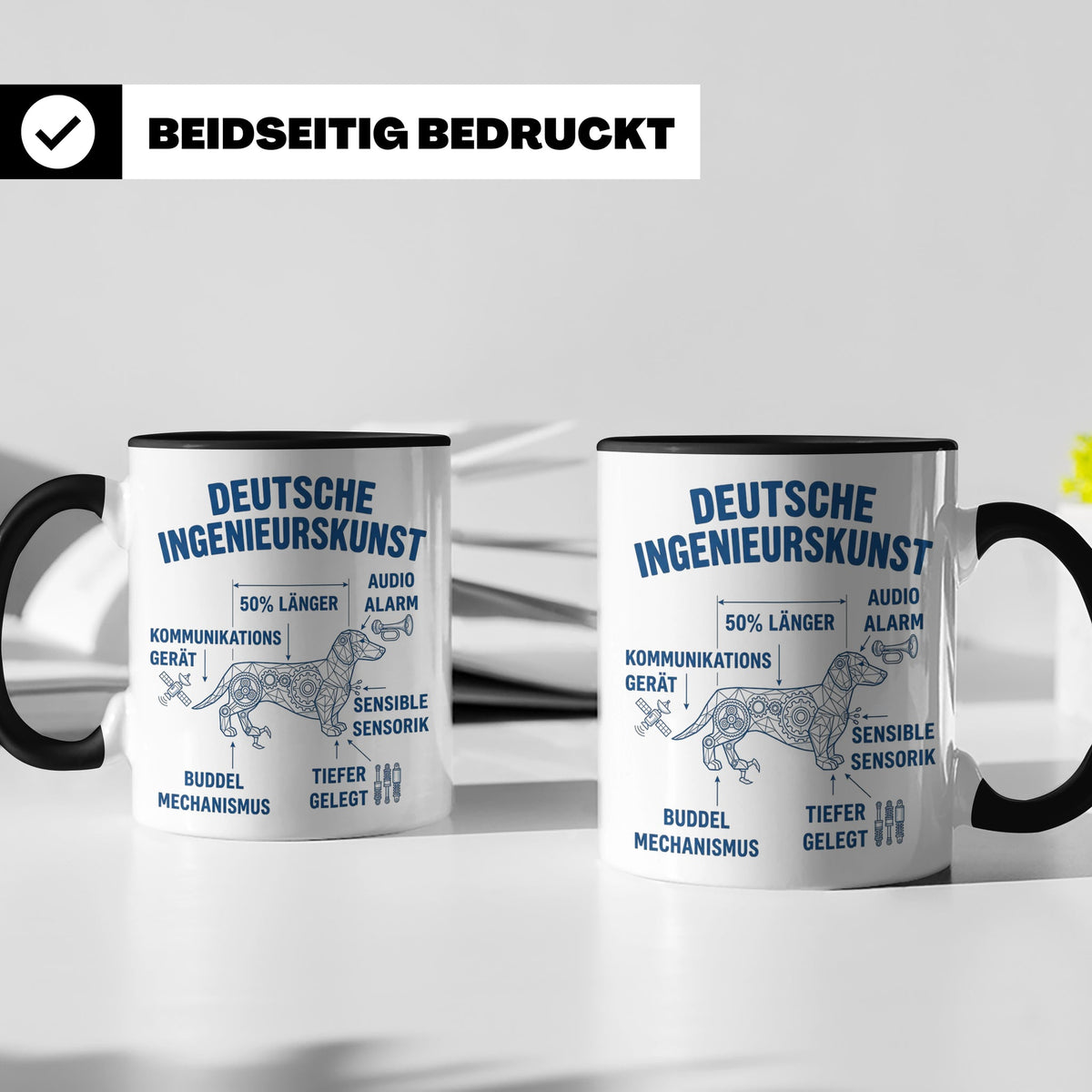 Dackel Tasse Deutsche Ingenieurskunst, lustiger Teckel Kaffe – Schwarz [farbe:schwarz]