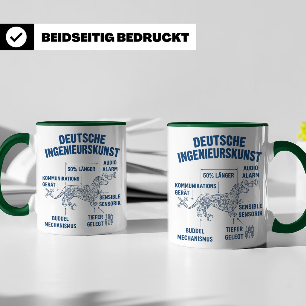 Dackel Tasse Deutsche Ingenieurskunst, lustiger Teckel Kaffe – Grün [farbe:grün]