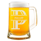 Personalisiertes Bierkrug mit Monogramm – Elegantes Geschenk für Männer, Monogramm P Bierkrug für Pünktlichen Freund, Ideal für Geburtstagsgeschenke