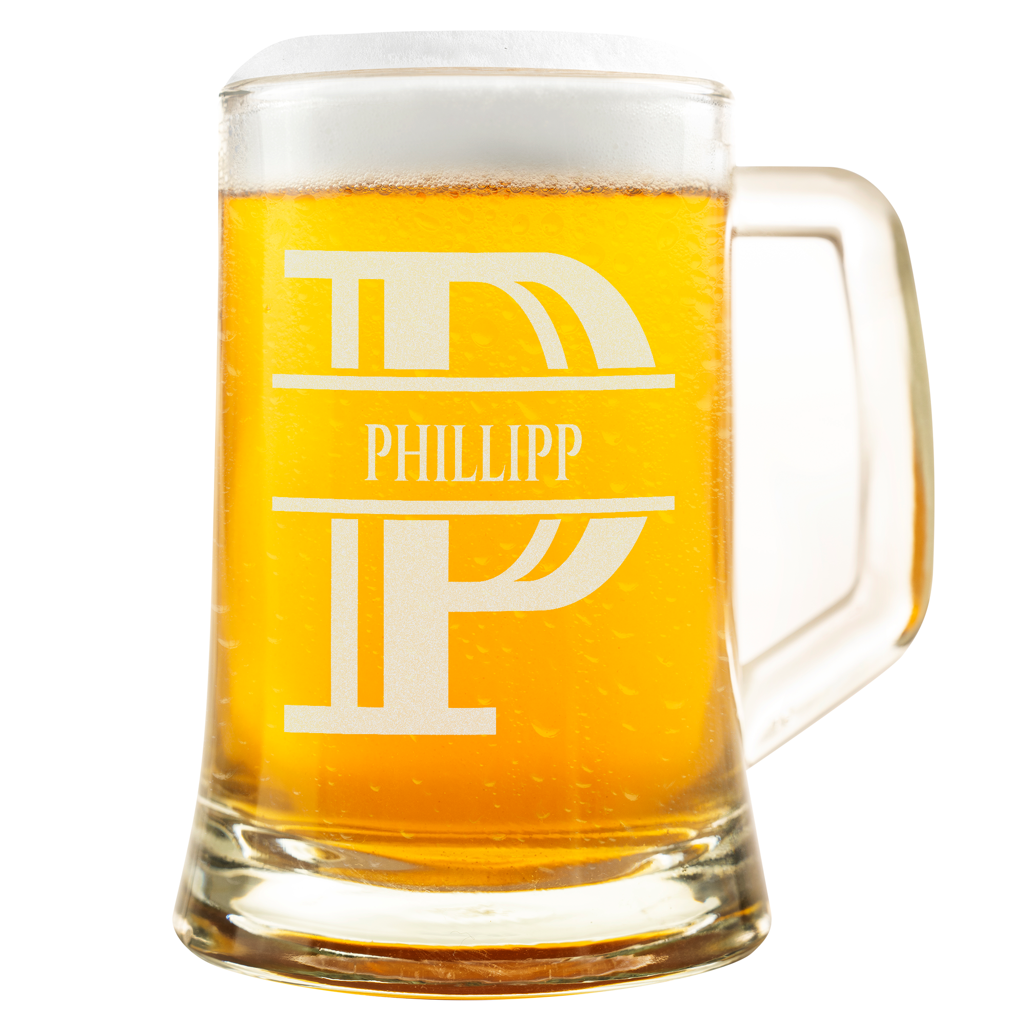 Personalisiertes Bierkrug mit Monogramm – Elegantes Geschenk für Männer, Monogramm P Bierkrug für Pünktlichen Freund, Ideal für Geburtstagsgeschenke