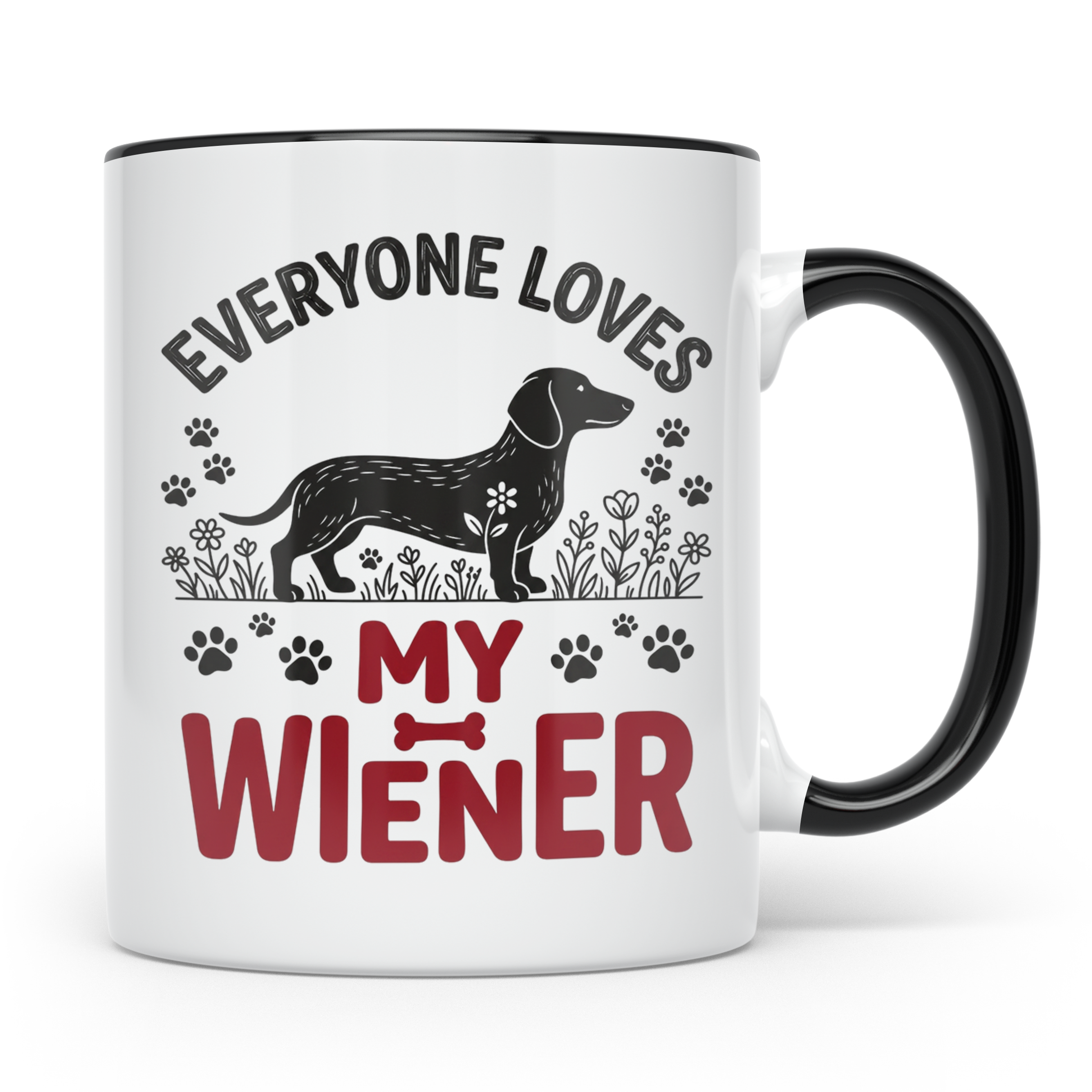 Dackel Tasse Everyone Loves My Wiener, lustiger Teckel Kaffe – Schwarz [farbe:schwarz]