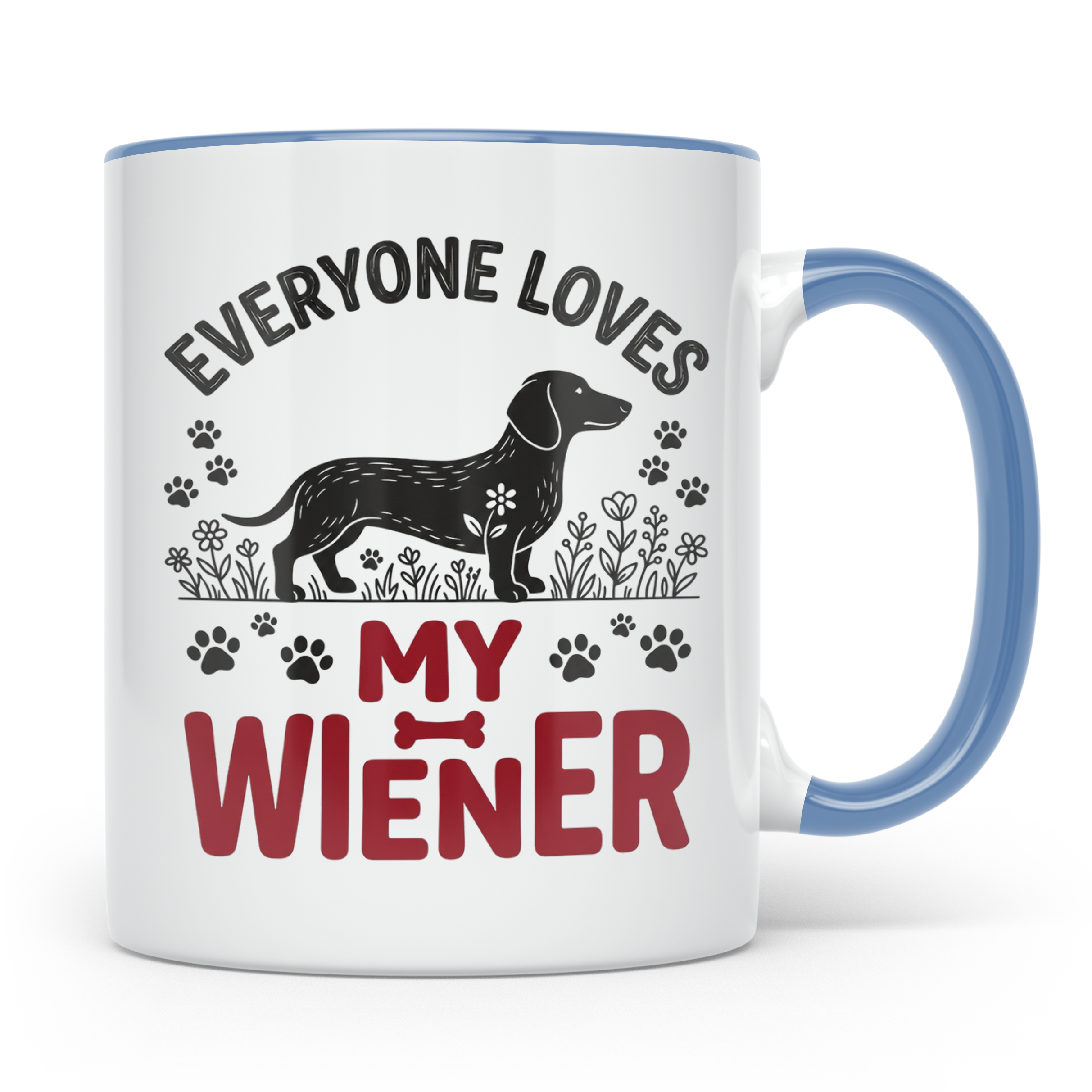 Dackel Tasse Everyone Loves My Wiener, lustiger Teckel Kaffe – Blau [farbe:blau]
