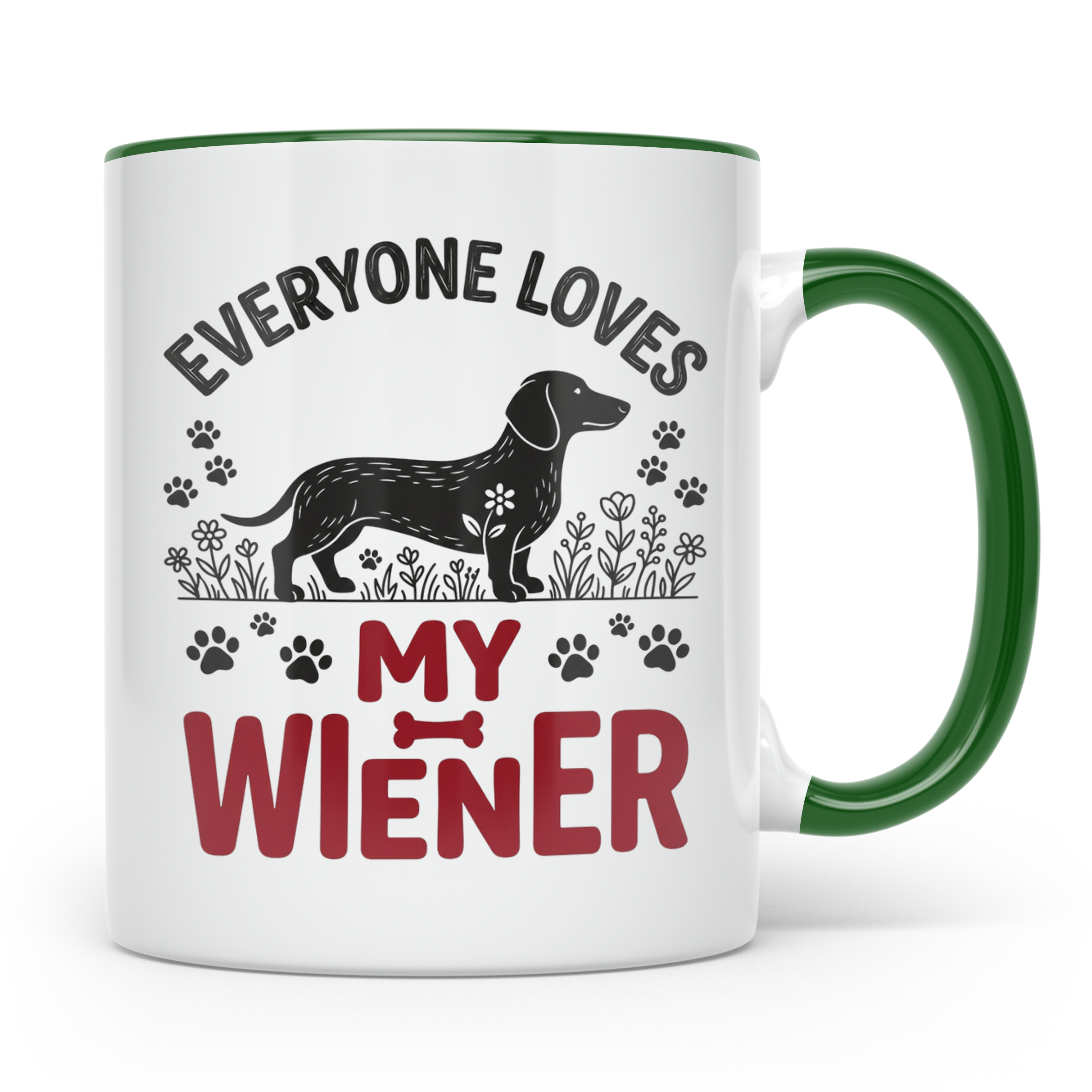 Dackel Tasse Everyone Loves My Wiener, lustiger Teckel Kaffe – Grün [farbe:grün]