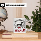 Dackel Tasse Everyone Loves My Wiener, lustiger Teckel Kaffe – Weiß [farbe:weiß]