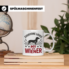 Dackel Tasse Everyone Loves My Wiener, lustiger Teckel Kaffe – Weiß [farbe:weiß]