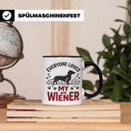 Dackel Tasse Everyone Loves My Wiener, lustiger Teckel Kaffe – Schwarz [farbe:schwarz]