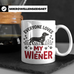 Dackel Tasse Everyone Loves My Wiener, lustiger Teckel Kaffe – Weiß [farbe:weiß]