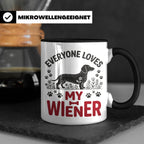 Dackel Tasse Everyone Loves My Wiener, lustiger Teckel Kaffe – Schwarz [farbe:schwarz]