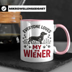 Dackel Tasse Everyone Loves My Wiener, lustiger Teckel Kaffe – Rosa [farbe:rosa]