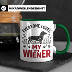 Dackel Tasse Everyone Loves My Wiener, lustiger Teckel Kaffe – Grün [farbe:grün]