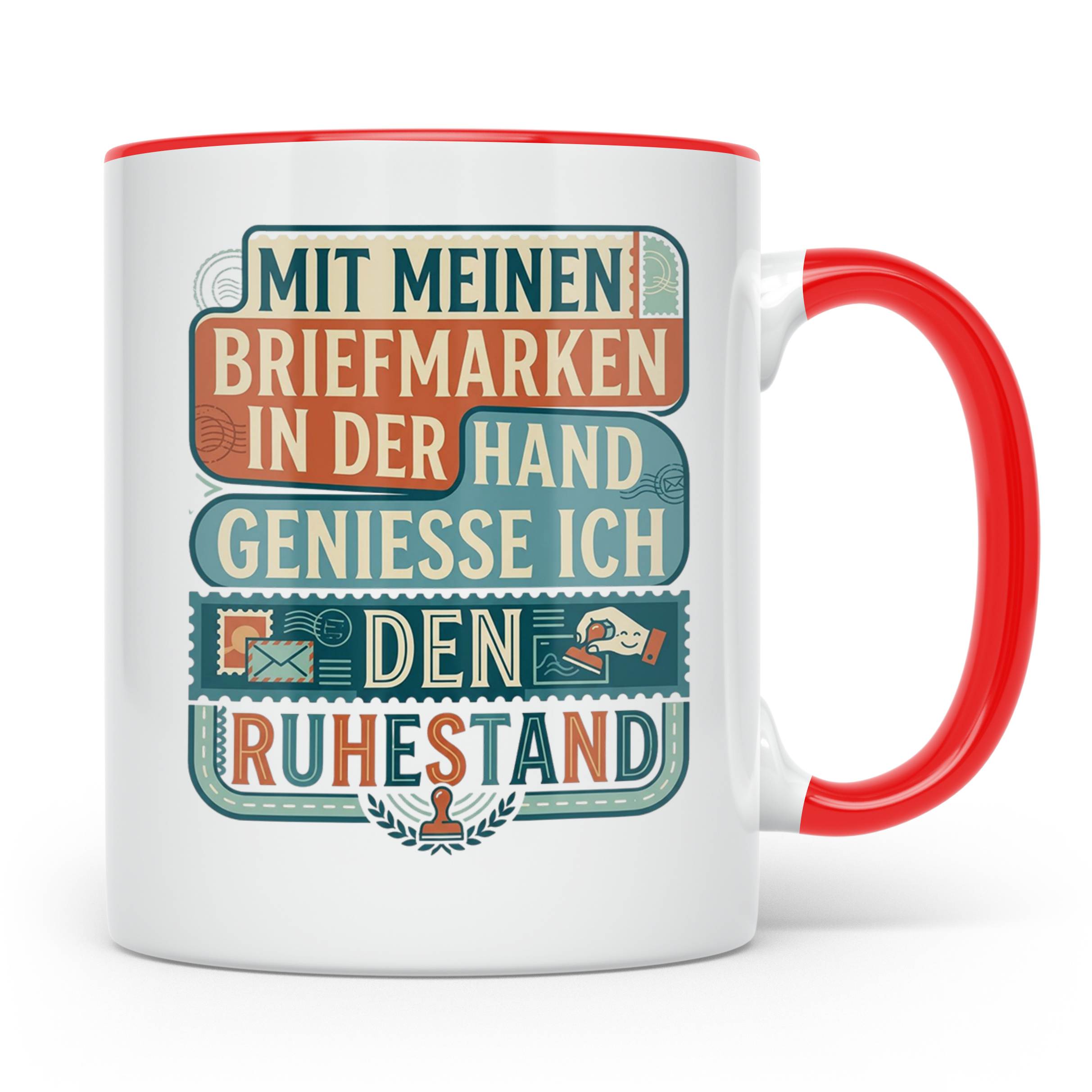 Briefmarkensammler Tasse Ruhestand | Philatelie Geschenk für – Rot [farbe:rot]