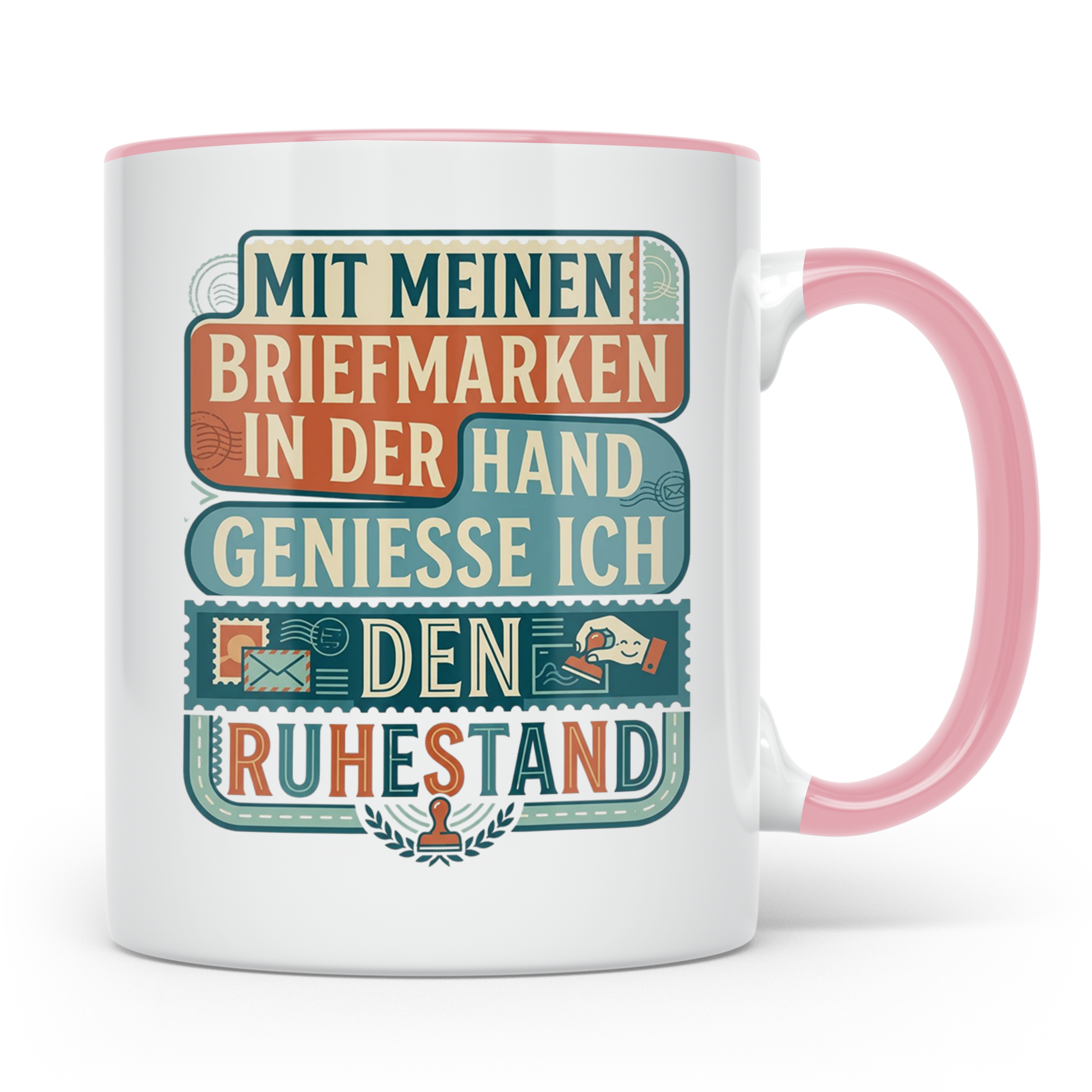 Briefmarkensammler Tasse Ruhestand | Philatelie Geschenk für – Rosa [farbe:rosa]