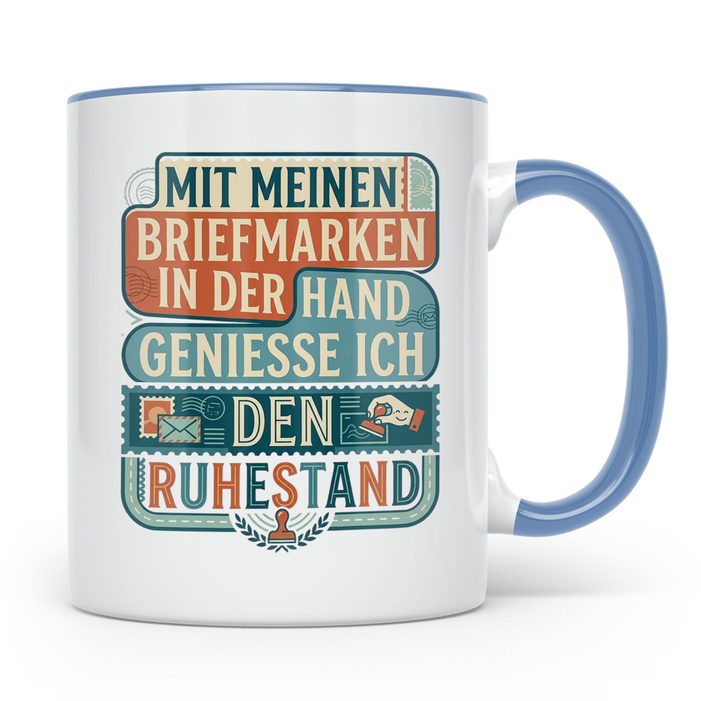 Briefmarkensammler Tasse Ruhestand | Philatelie Geschenk für – Blau [farbe:blau]